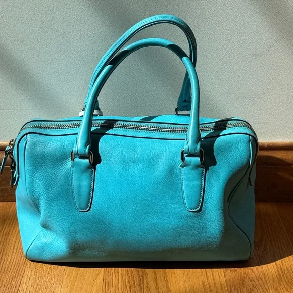 COACH Legacy Haley Perforated Satchel Bag Robin Blue Hangtag Style # 23577 - Picture 7 of 16